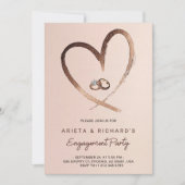 Engagement party invitation with a gold heart 招待状 (正面)