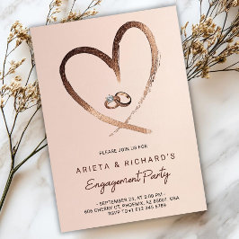 Engagement party invitation with a gold heart 招待状