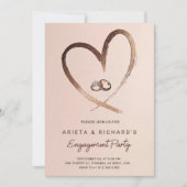 Engagement party invitation with a rose gold heart 招待状 (正面)
