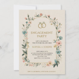 Engagement party Invitation with floral border 招待状