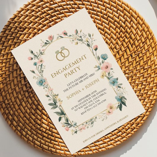 Engagement party Invitation with floral border 招待状