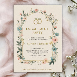 Engagement party Invitation with floral border 招待状