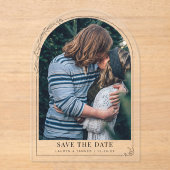 Engagement Photo Wedding Floral Arch Save The Date アクリル招待状 (正面)