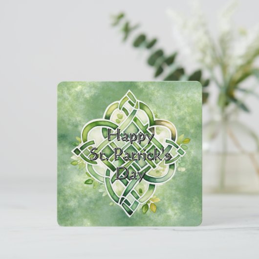 Engaging Green Watercolor Celtic Knot シーズンカード (スタンド正面)