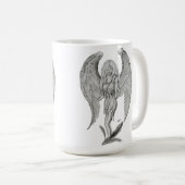 Engel Bleistiftzeichnung Black and white Design コーヒーマグカップ (正面右)