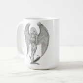 Engel Bleistiftzeichnung Black and white Design コーヒーマグカップ (正面左)