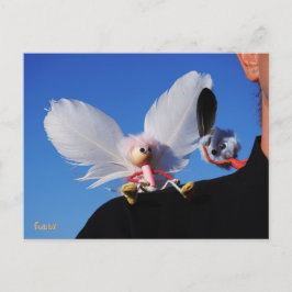 Engel fubby op mijn schouder met uitdagend Monster ポストカード