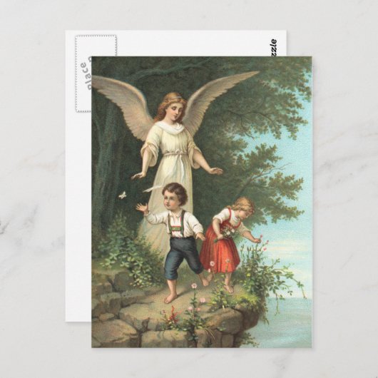 Engel Schutzengel und zwei Kinder ポストカード (正面/裏面)