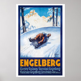 Engelberg Switzerland Winter Sport Vintage Ski ポスター