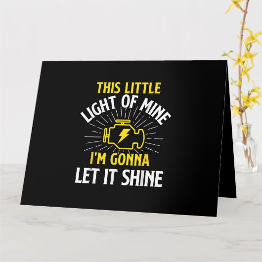 Engine Control Light - Car Guy Auto Mechanic カード (黄色い花)