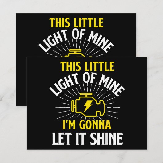 Engine Control Light - Car Guy Auto Mechanic 招待状 (正面/裏面)