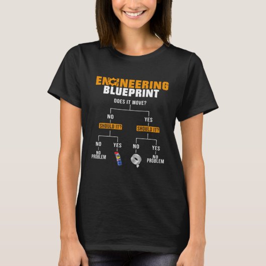 Engineer Blueprint Engineers Engineering Memes Tシャツ (正面)