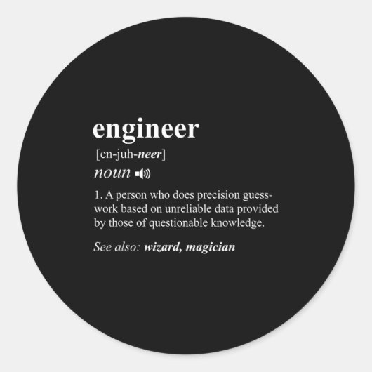 Engineer Definition Funny Engineering Mechanical C ラウンドシール (正面)