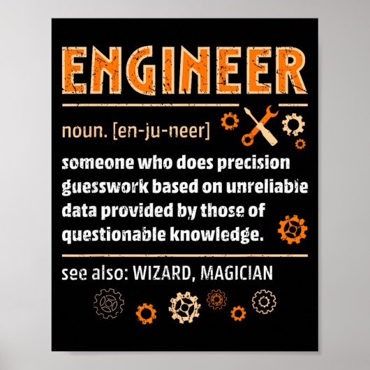 Engineer Definition Funny Engineering Nerdy Scienc ポスター (正面)