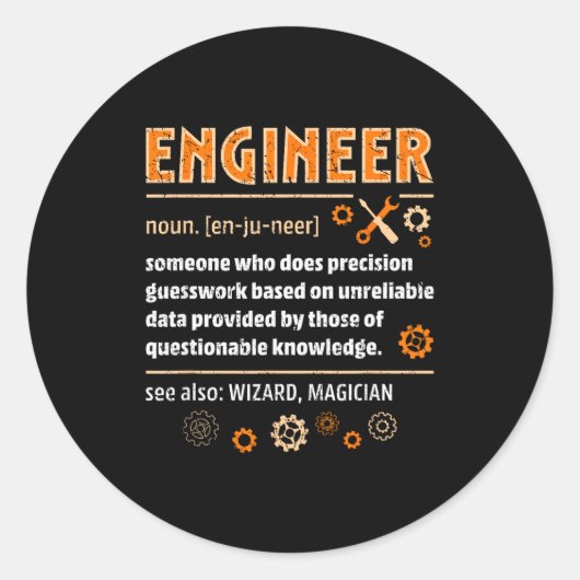 Engineer Definition Funny Engineering Nerdy Scienc ラウンドシール (正面)