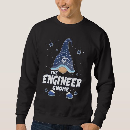 Engineer Gnome Hanukkah Family Matching for men w スウェットシャツ (正面)