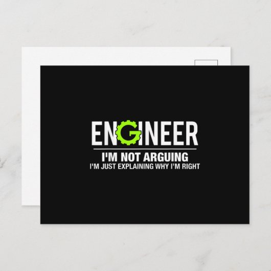 Engineer I'm Not Arguing Funny Engineering 案内ポストカード (正面/裏面)