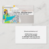 Engineer Looking at Blueprints | Construction Site 名刺 (正面/裏面)