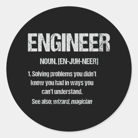 ENGINEER NOUN Funny Engineering Quotes Graduation ラウンドシール (正面)