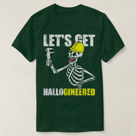 Engineer Skeleton Engineering Costume Funny Hallow Tシャツ (デザイン正面)