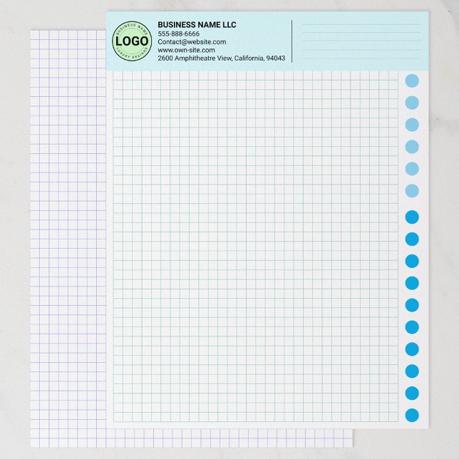 Engineering Graph Paper Sheets with Company Logo レターヘッド (blue Custom Logo Engineering Papers)