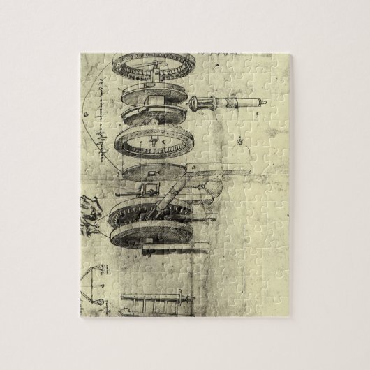 Engineering Sketch of a Wheel by Leonardo da Vinci ジグソーパズル (縦)
