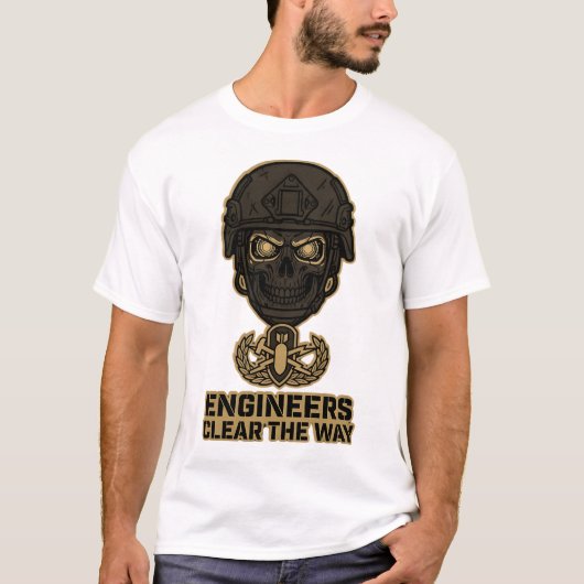 Engineers Clear The Way Skull Helmet Tee Tシャツ (正面)