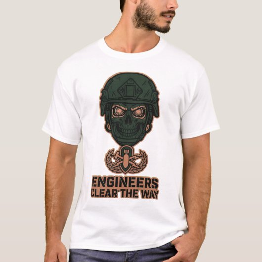 Engineers Clear The Way Skull Helmet Tee Tシャツ (正面)