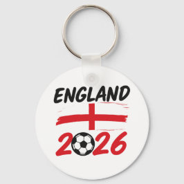 England 2026 Soccer Fan Design, Cross and Football キーホルダー
