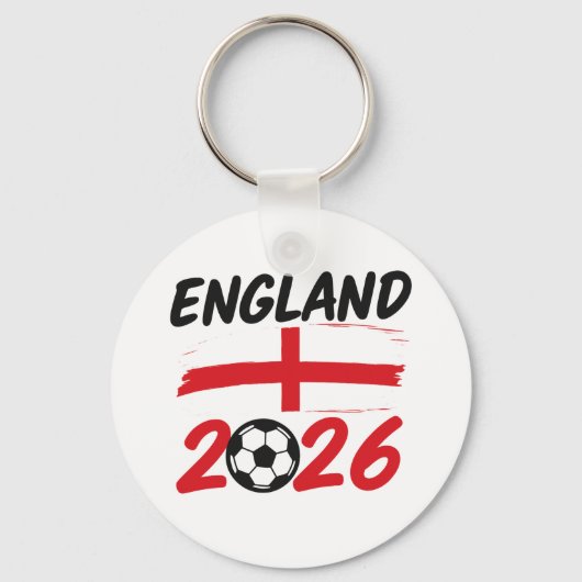 England 2026 Soccer Fan Design, Cross and Football キーホルダー (正面)