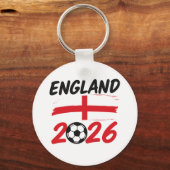 England 2026 Soccer Fan Design, Cross and Football キーホルダー (正面)