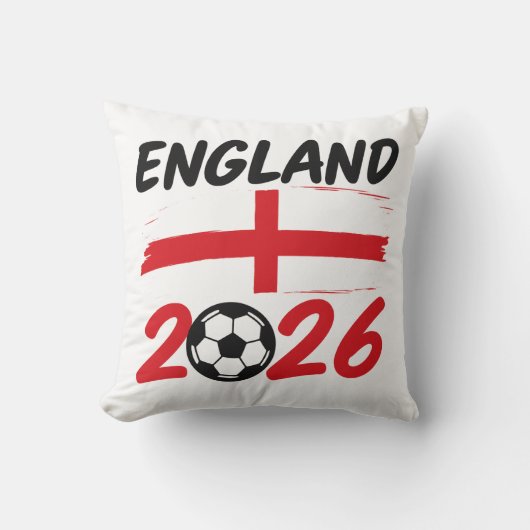 England 2026 Soccer Fan Design, Cross and Football クッション (正面)