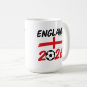England 2026 Soccer Fan Design, Cross and Football コーヒーマグカップ (正面右)