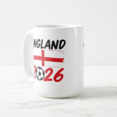 England 2026 Soccer Fan Design, Cross and Football コーヒーマグカップ (正面左)