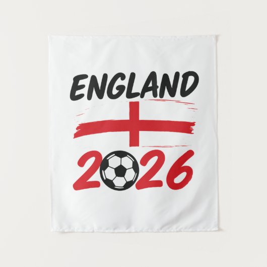 England 2026 Soccer Fan Design, Cross and Football タペストリー (正面)