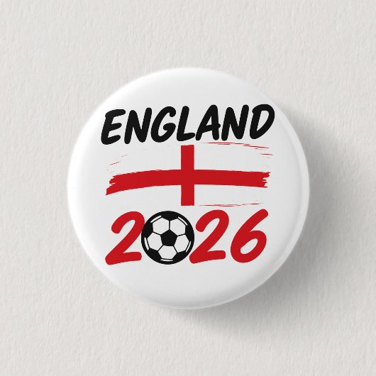 England 2026 Soccer Fan Design, Cross and Football 缶バッジ (正面)