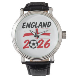 England 2026 Soccer Fan Design, Cross and Football 腕時計
