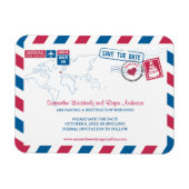 ENGLAND Air Mail Wedding Save the Date 3x4 マグネット (横)