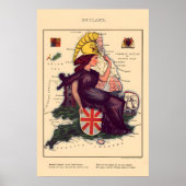 England Comical Map Vintage Lithograph860s ポスター (正面)