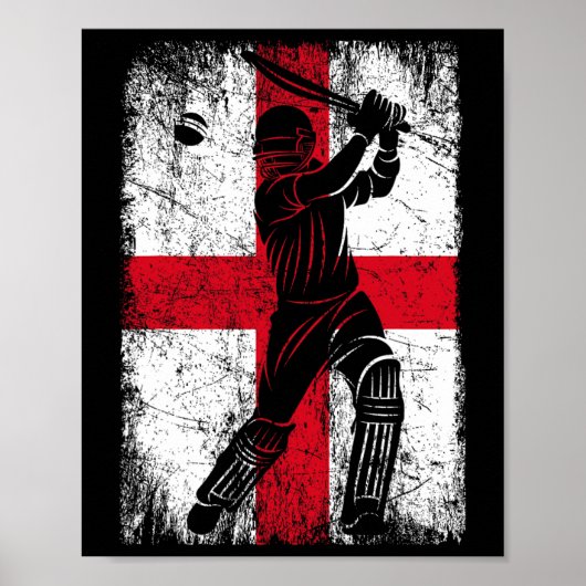 England Flag Cricket Jersey Fan Player Coach  ポスター (正面)