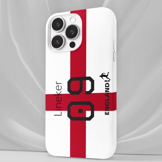 England Flag Soccer Pride Custom Name Number iPhoneケース