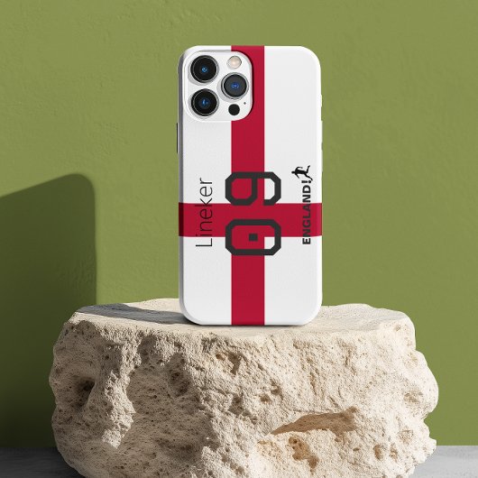 England Flag Soccer Pride Custom Name Number iPhoneケース