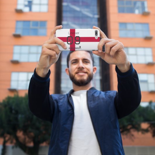 England Flag Soccer Pride Custom Name Number iPhoneケース