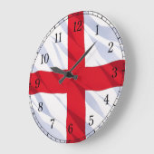 England Flag Wall Clock — Waving Flag Design ラージ壁時計 (傾斜)