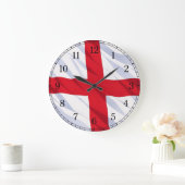 England Flag Wall Clock — Waving Flag Design ラージ壁時計 (ホーム)