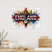 England Football Citiscape Oil Painting Style Art ポスター (キッチン)
