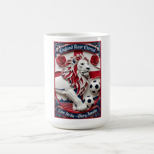England Lion Strike Soccer, Football Pride Gift コーヒーマグカップ (中央)