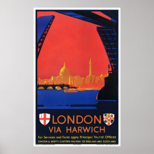 England London Vintage Travel Poster Restored ポスター