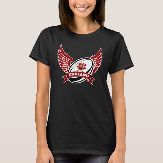 England Rugby Ball With Wings Tシャツ (正面)