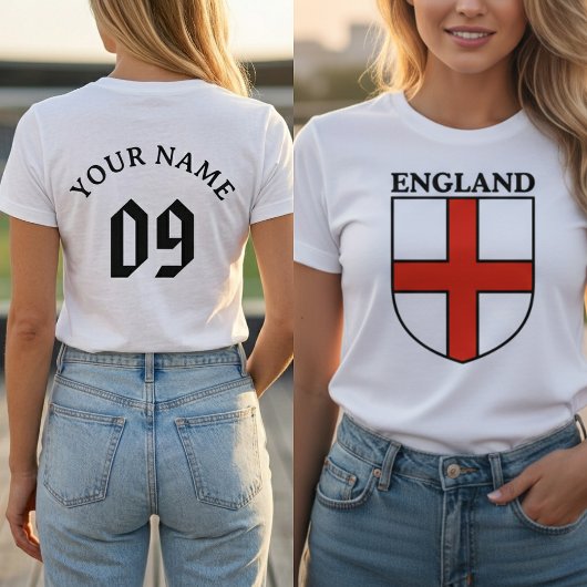 England Shield Crest Personalized Name Number  Tシャツ